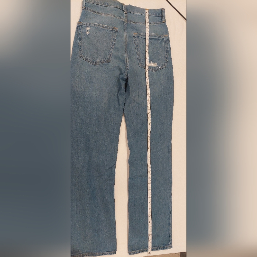 Blue Straight Leg Jeans with Natural Fading - Picture 8 of 9